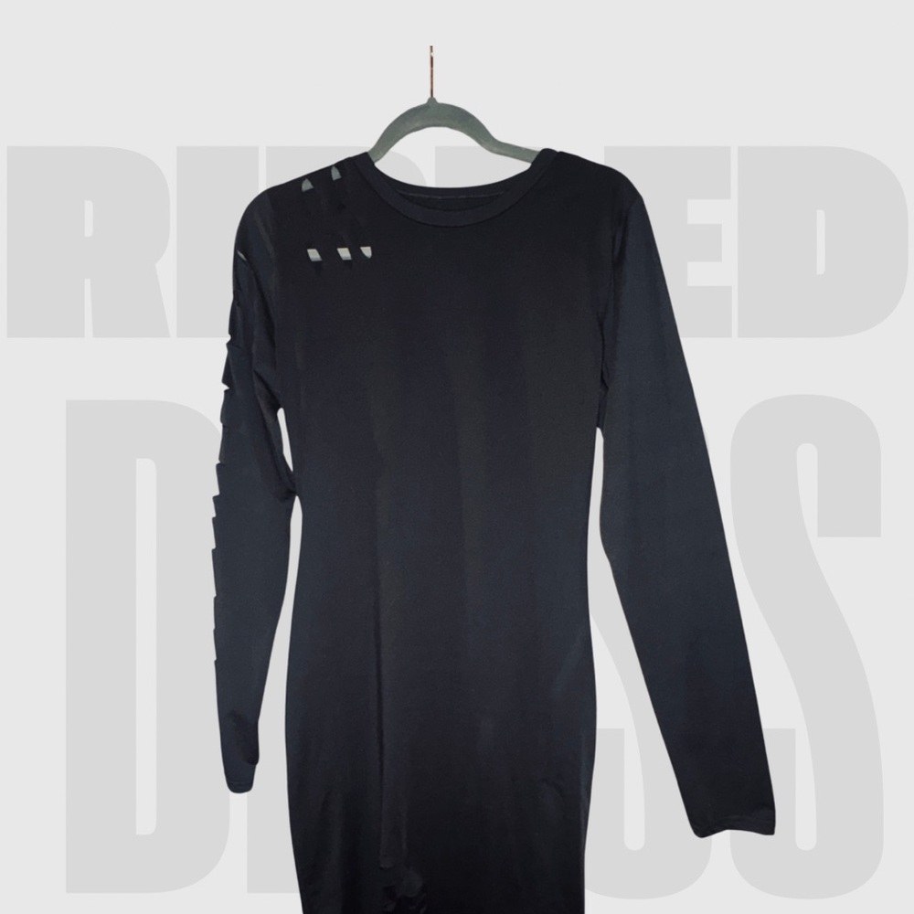 Black Long Sleeve Dress with Cut-Out Details